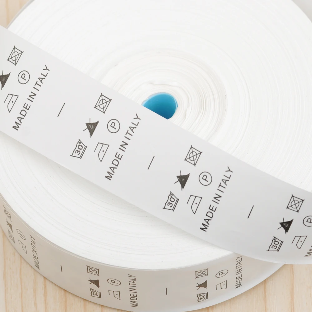 Custom Made design white garment washing care label clothing care size tags washable labels nylon taffeta by roll
