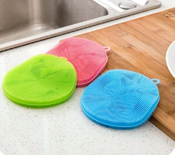 Double Sided Silicone Sponge Scrubber | Kitchen Sponge | Silicone Dish  Sponge | Cleans Pans Pots Dishes Fruits Vegetables