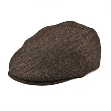 BOTVELA шерсть плоская кепка мужская большого размера твид ирландская елочка шляпа в стиле Гэтсби Гольф Дерби Newsboy Кепка s кофе коричневый 002