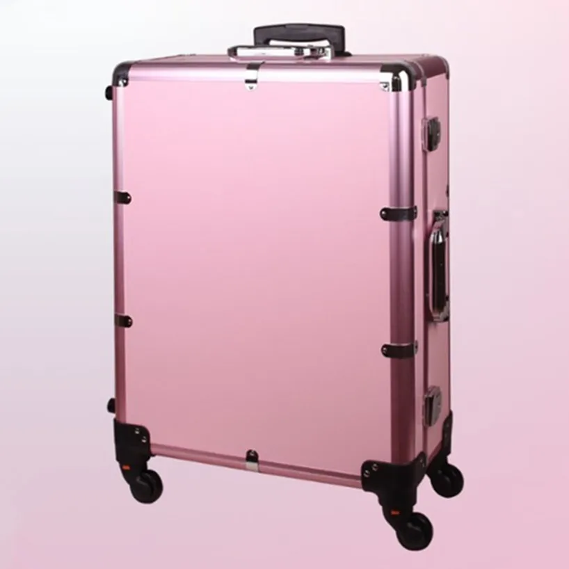  Aluminum frame Professional Rolling Studio Makeup Artist Cosmetic Case Beauty Trolley suitcase LED  - 32808835025