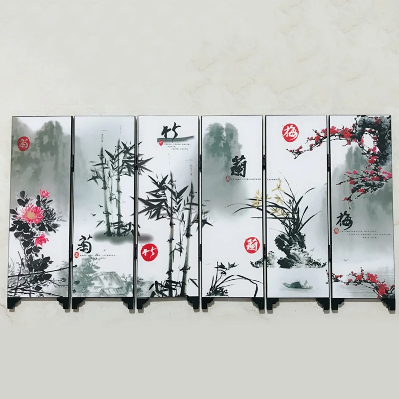 48*24*0,6 cm 6-Panel de pantalla de flores de bambú Sala divisor partición negocio regalo Oficina más