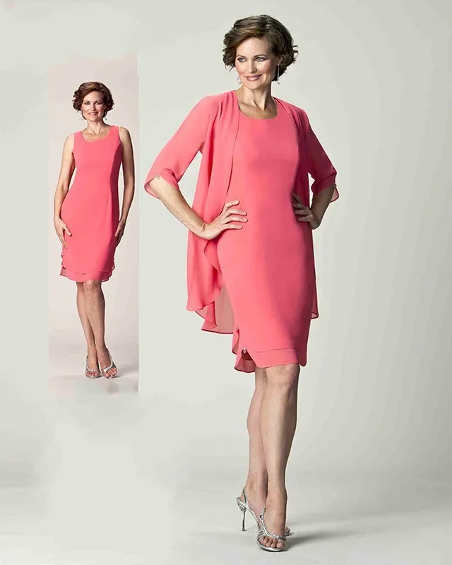 Beautiful Knee Length Mother of the Bride Dresses Chiffon With Half