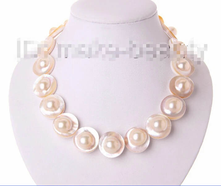 

Free shipping stunning AAAA natural big 22mm white south sea mabe pearl necklace h1720