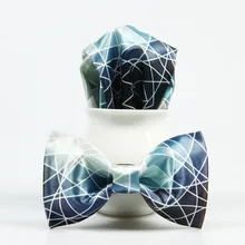 Новая мода, мужской галстук-бабочка, женские оригинальные цветные синие линии, жених, свадебные подарки, ретро