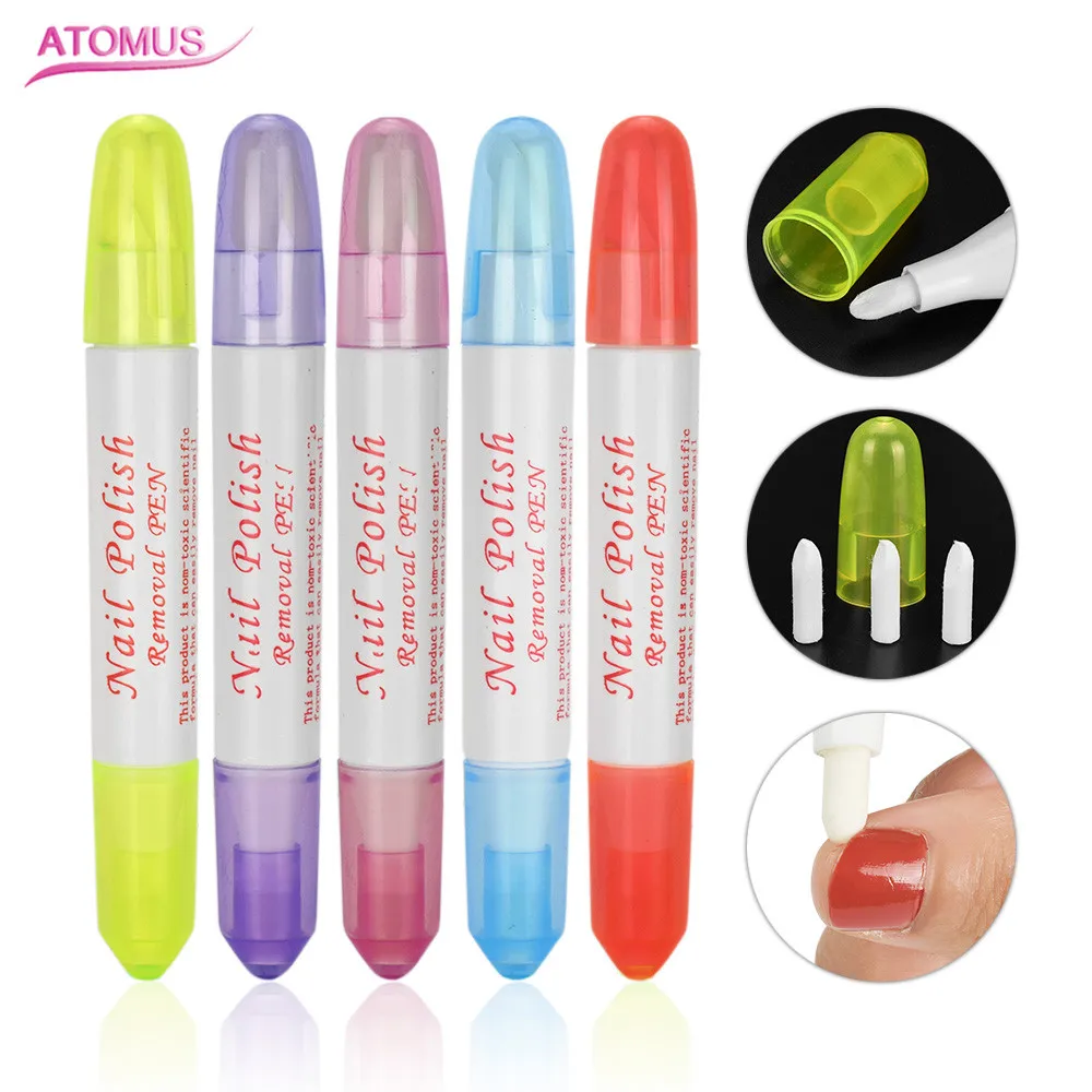 

5Pcs/Set Nails Acessories Unhas Polish Remover Pens Cotton Heads Wrap Tool Nailart Manicure Cleaning Mistake Tools Nail Supplies
