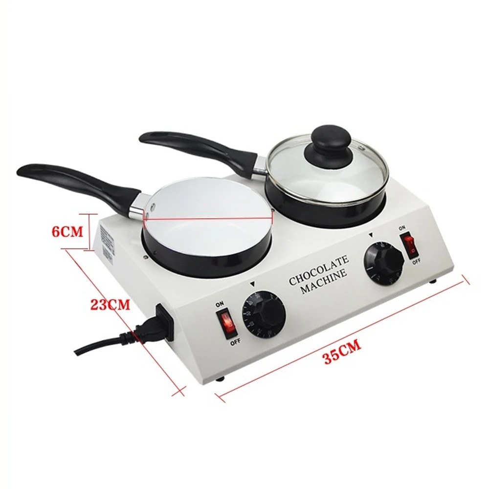 Chocolate melting Furnace Mini Electric Chocolate Melter Machine 2 Pots Ceramic Non-Stick Pot Tempering Cylinder Melter Pan