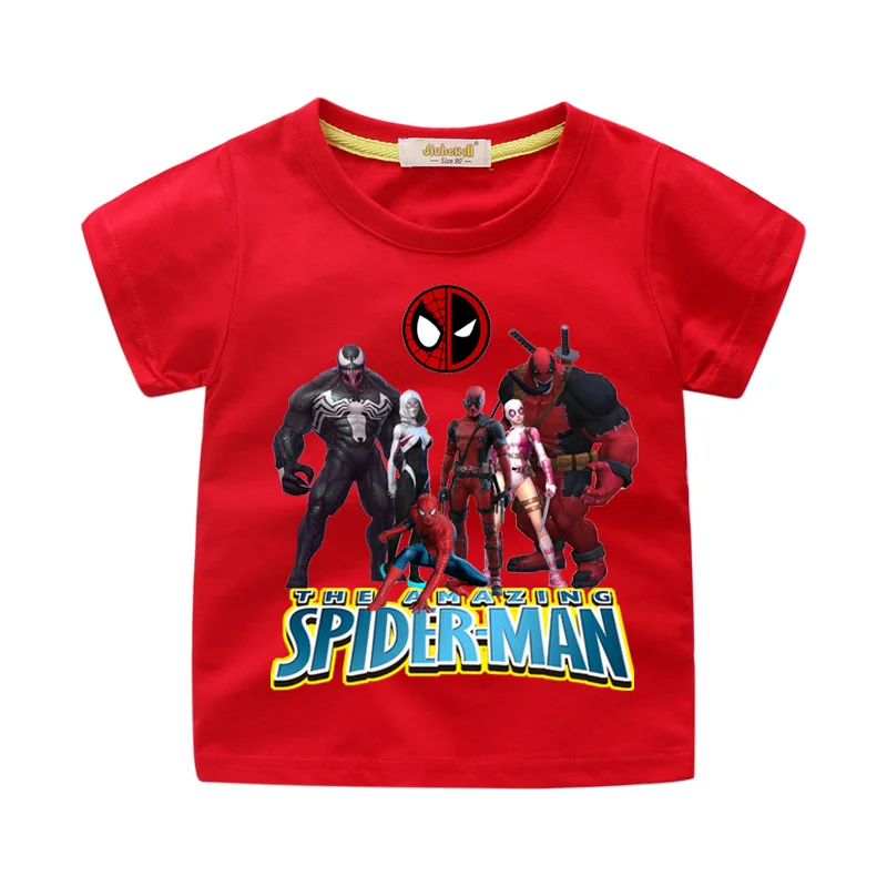 Toddler Boy Girls T-shirts Cartoon Cute Spiderman Print Tshirts Costume Children Summer Clothing Kids Short Sleeve Tee Top WJ207 (2)