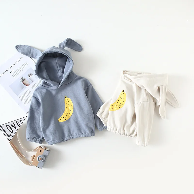 2018 Autumn Fashion Boys Girls Cartoon Banana Printed