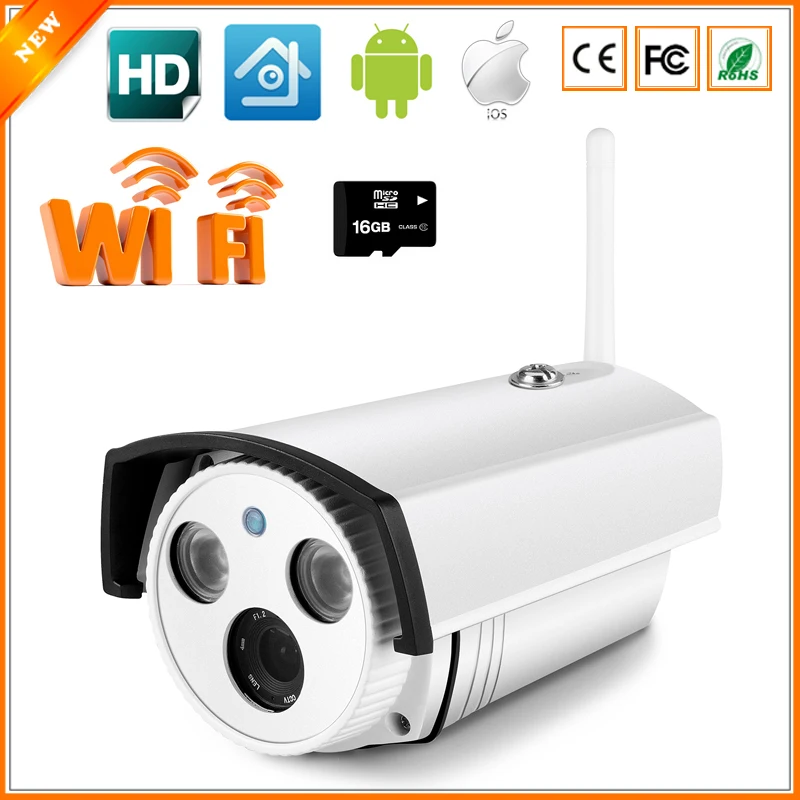 Peer to Peer P2P Wireless IP Camera HD 720P Outdoor Waterproof Surveillance Wifi Camera SD Slot With 16G/32G SD Card