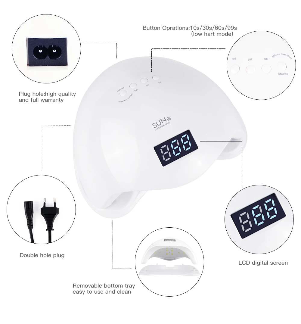SUN5 48 Вт УФ-лампа для ногтей, новейшая Сушилка для ногтей для быстрой отверждения гелем с автоматическим датчиком, профессиональная машина для дизайна ногтей