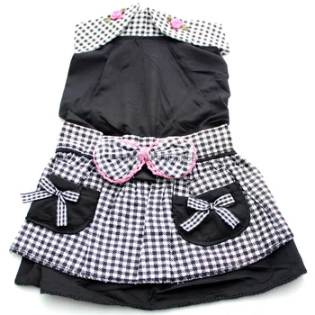 

Black&white checker dog dress clothes with bows design,pet skirt,3 sizes available