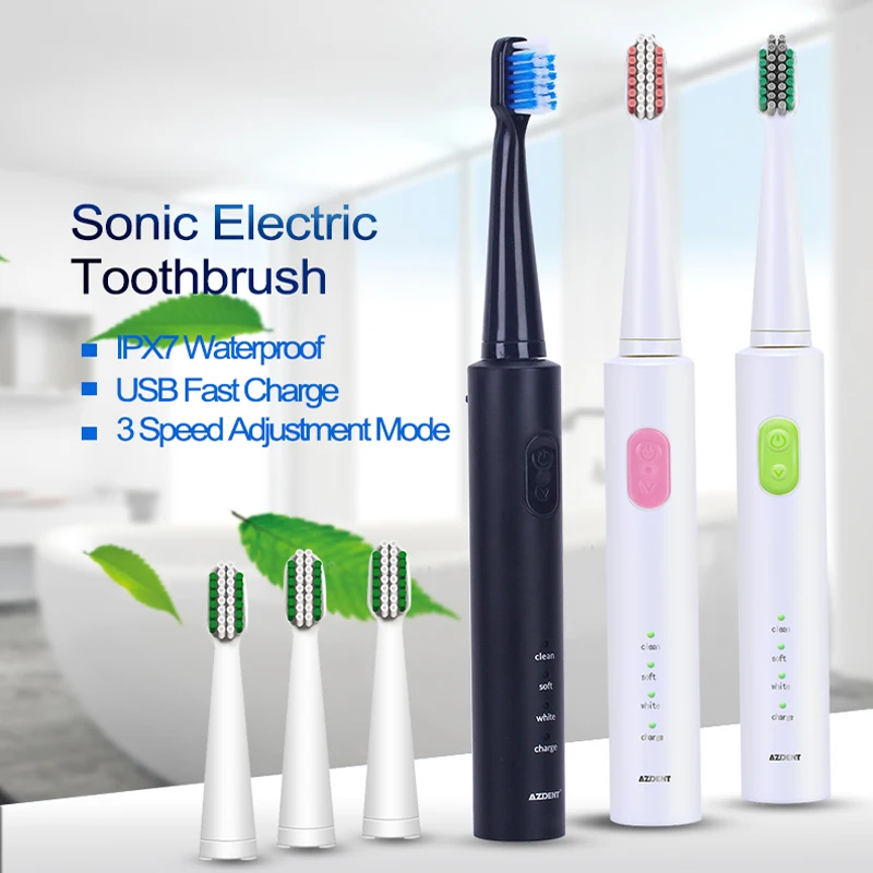 Зубная щетка AZDENT аккумуляторная 4 шт. со сменными насадками|tooth brush|sonic electric