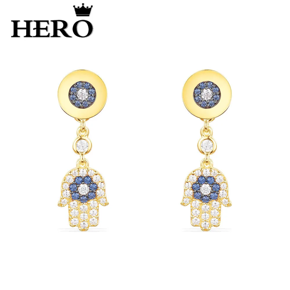 

HERO Original Copy High Quality 1:1 APM Lucky Palm Blue Flowers Inlaid With Cubic Zirconia Ear Nail Logo Free Envelope Mail