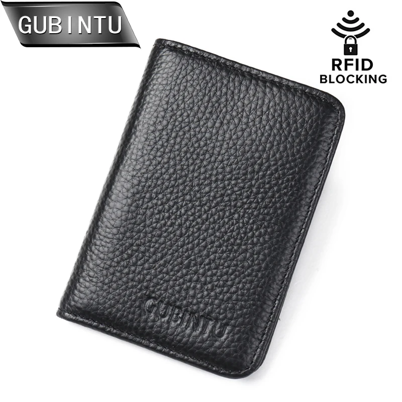 

Genuine Leather Credi Card Wallet RFID Front Pocket Wallet Mens Women ID Card Pack Bank Card Holder Business Small Purse