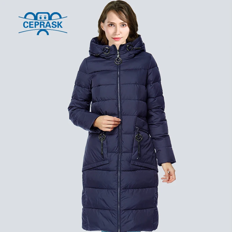 CEPRASK 2018 High Quality Winter Jacket Parkas Women Plus Size Long Fashionable Women's Winter Coat Hooded Warm Down Jackets