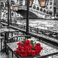 Новое поступление красная роза Landsape напечатаны DIY цифровая картина маслом по номерам ручная роспись маслом 40x50 см без рамки