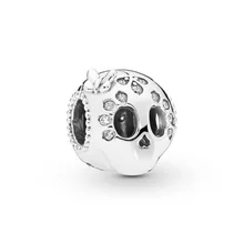 Fit Pandora браслет сверкающий череп талисман с прозрачными CZ изобрел сердце красивая бабочка DIY для женщин серебро 925 ювелирных изделий FL913