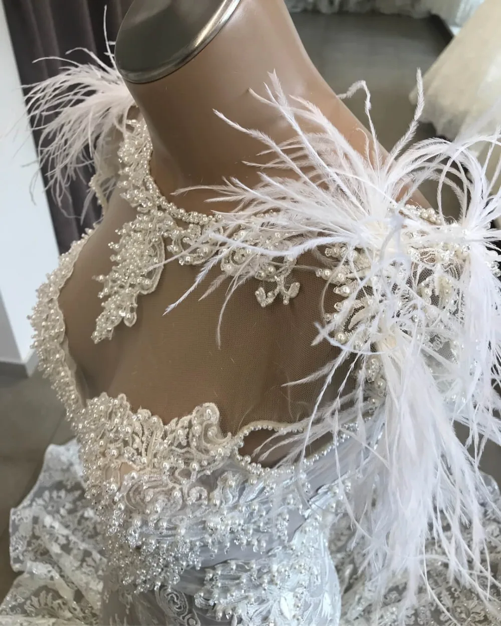 Robe De Mariee роскошное подгонянное кружевное свадебное платье с бисером Элегантное свадебное платье с открытой спиной и шлейфом
