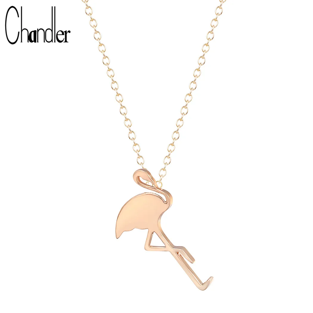 Chandler Brand New Gold Unique Flamingo Chain Necklace For Women Bird Plain Collar Exquisite Simple Colier Homme Bijoux | Украшения и