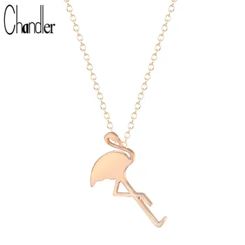 

Chandler Brand New Gold Unique Flamingo Chain Necklace For Women Bird Plain Collar Exquisite Simple Colier Homme Bijoux
