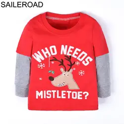 Saileroad/18m-6years Рождество Лось костюм детские футболки для мальчиков и девочек для детская одежда из хлопка осень-весна одежды
