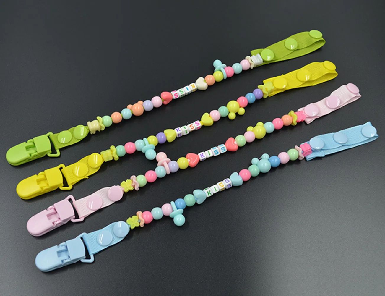 

Baby Pacifier Clips holder Pacifier Chain Colourful Beads Dummy Clip Nipple Holder soother holder for baby Kids Toddler