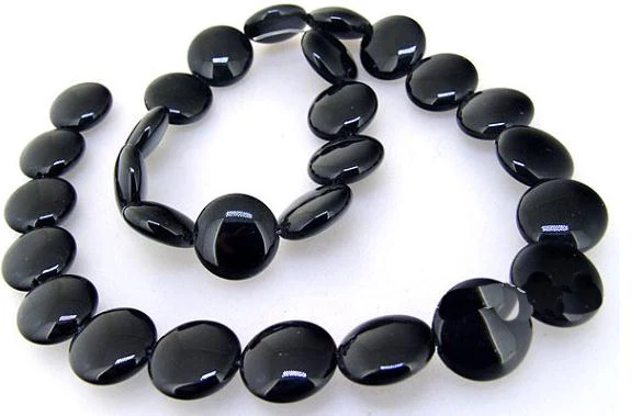 

Unique Pearls jewellery Store Charming Coin 12mm Black Agate Gemstone Loose Beads one Full Strand 15'' LC3-330