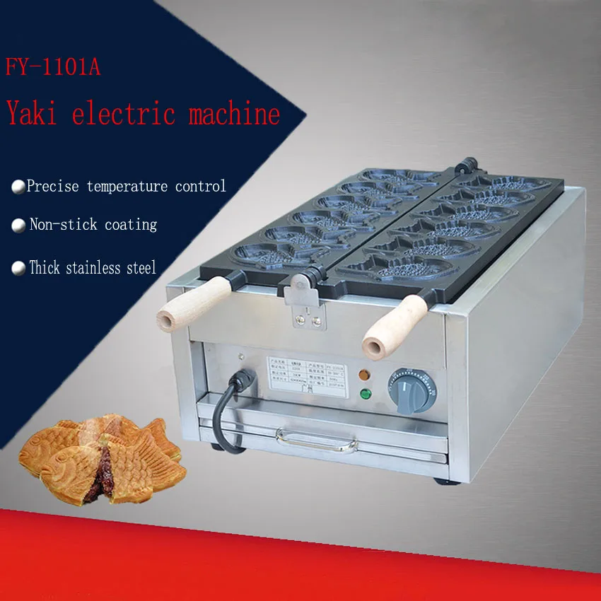 1 PC FY-1101A Electric 110v /220v Taiyaki Waffle grill fish shape waffle maker Six electric Taiyaki
