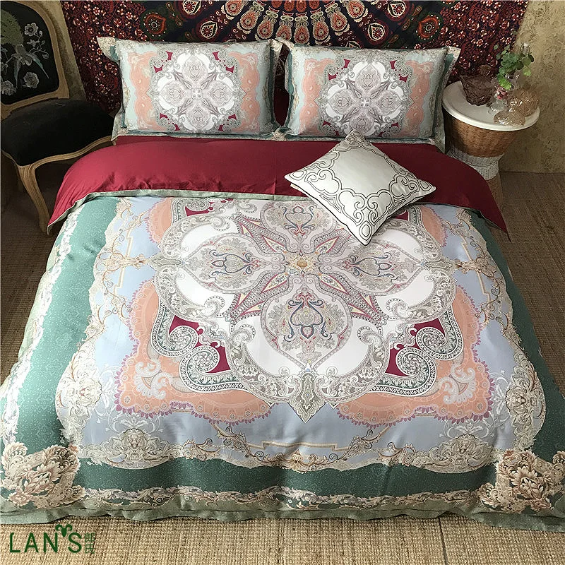Retro Palace 100cotton 4pcs Bedding Sets 80S High end Digital Printed
