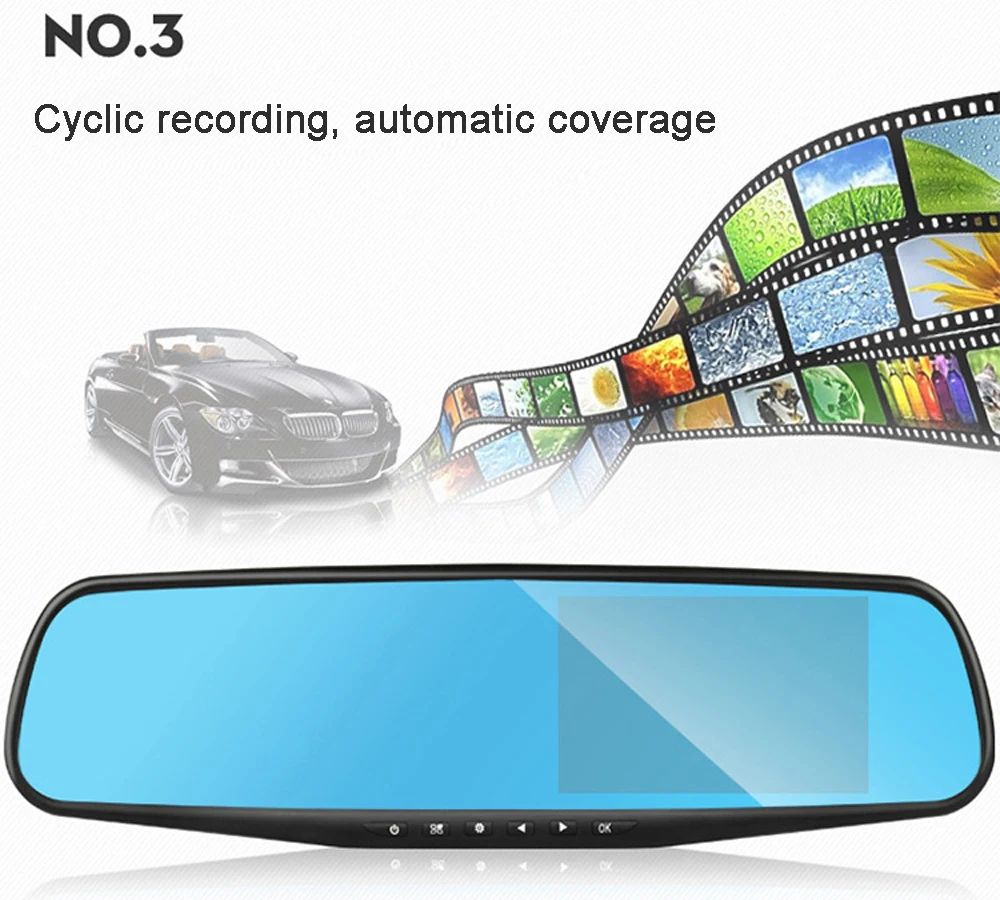 

Night Vision Car Dvr Camera Rearview Mirror Digital Video Recorder Auto Camcorder Dash Cam FHD 1080P dual len Registrator