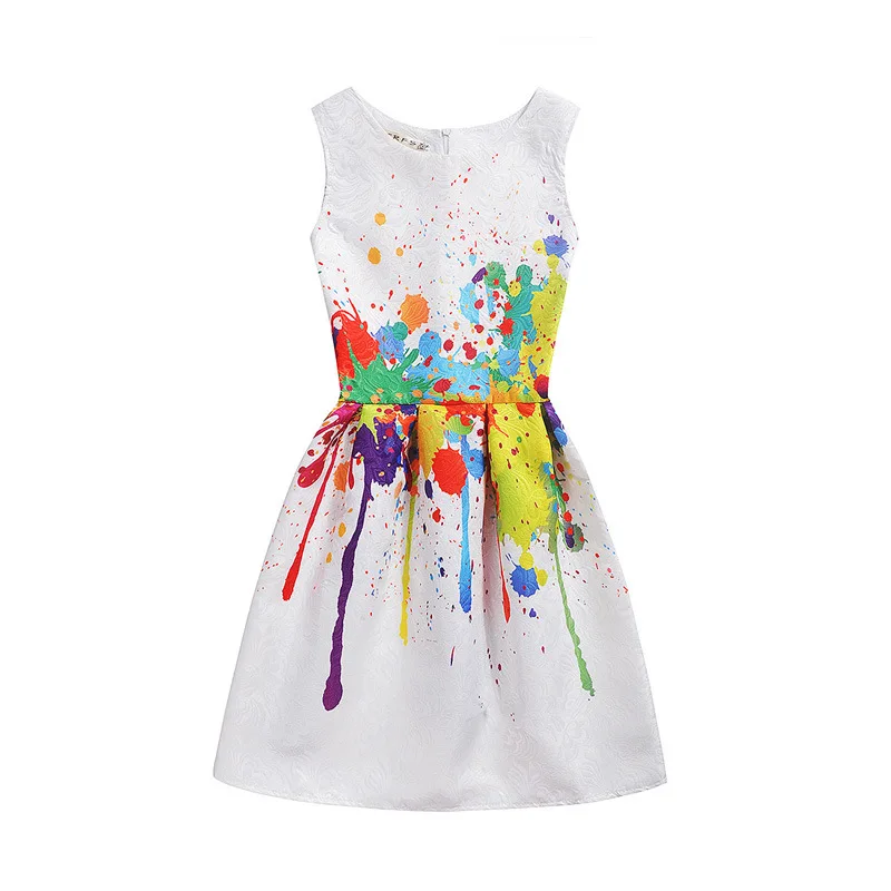 

Hot sale Girls Best  2016 Summer Dresses New Fashion European and American Style Floral Printing Vest Dress New Dresses