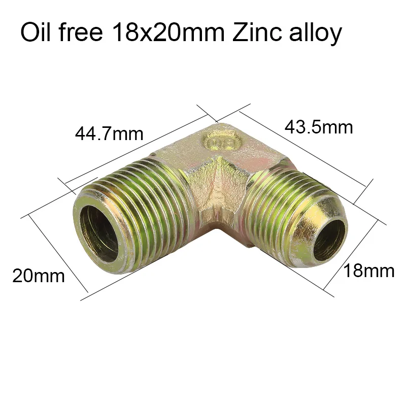 2 шт. сплав/Чистая медь Резьбовая труба под прямым углом фитинги однонаправленного клапана для безмасляного воздушного компрессора воздуха головки цилиндра - Цвет: 18x20mm Zinc alloy