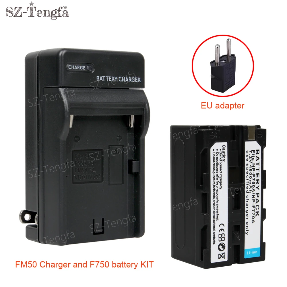 Video light NP-750 4800mAh Li-ion battery and Fm50/70/550/750 charger kit for Yongnuo Godox Video light Fill light