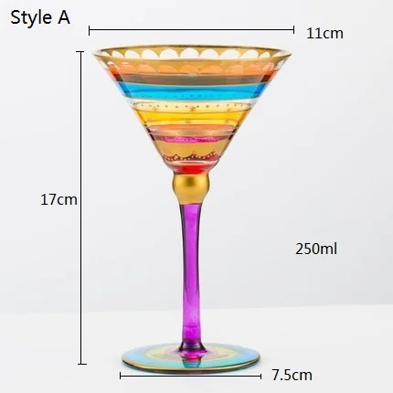 Флейты для шампанского, серийная Бессвинцовая Хрустальная домашняя стеклянная чашка для бара, ручная роспись, чашка для красного вина, чаша для коктейля, подарки для влюбленных на день рождения - Цвет: Style A