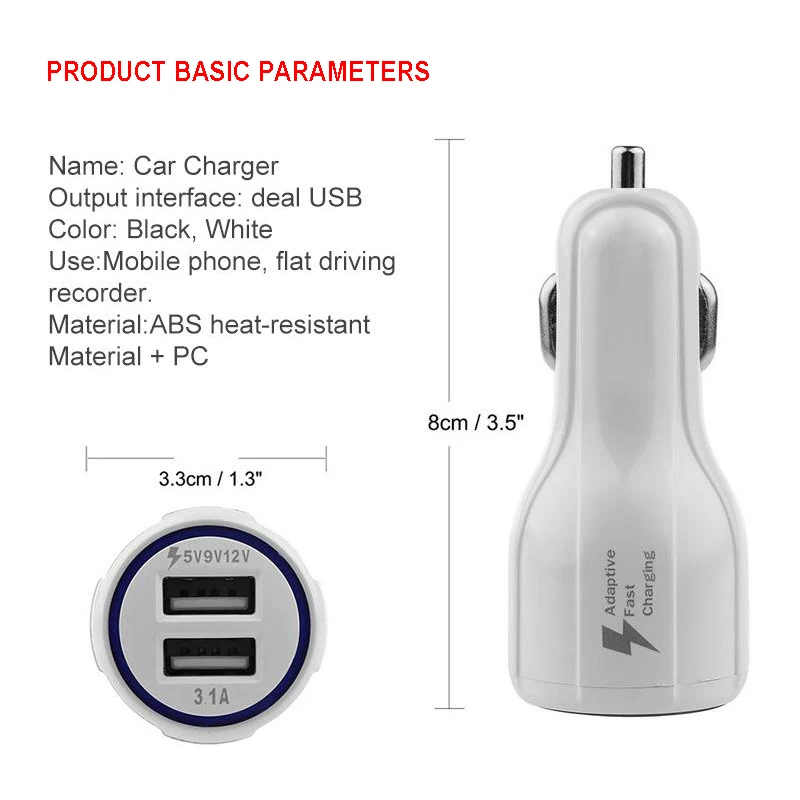 50 قطعة بالجملة سريعة تهمة QC 3.0 5 V 9 V 12 V المزدوج USB سريع شاحن آيفون سامسونج اللوحي محول السفر سيارة-شاحن
