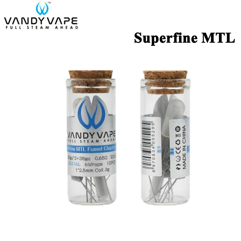 

10pcs/lot Original Vandy Vape Superfine MTL Fused Clapton Coil NI80 30ga*2+38ga, 32ga*2+38ga / SS361L 30GA*2+38GA For RTA RBA