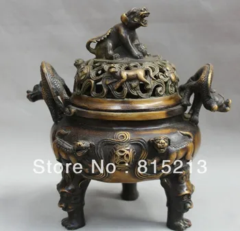 

bi00147 " China Chinese Dynasty Palace Bronze Zodiac Year Dog Incenser Burner Censer