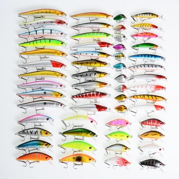 

New 56pcs/lot Fishing Lures Set Mixed 8 Different Model Hard Baits Artificial Lifelike Bass Crankbait Fishing Tackle Wholesale