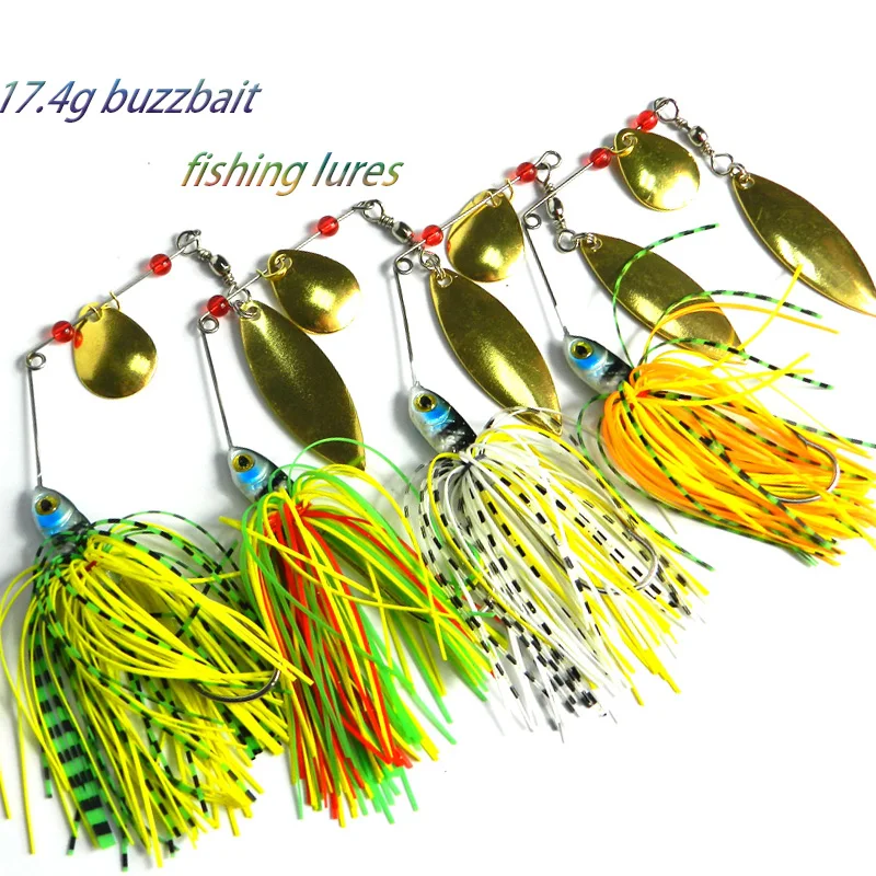 40pcs 17.4G lead head spinner spoon pike bass fishing lures buzzbait
