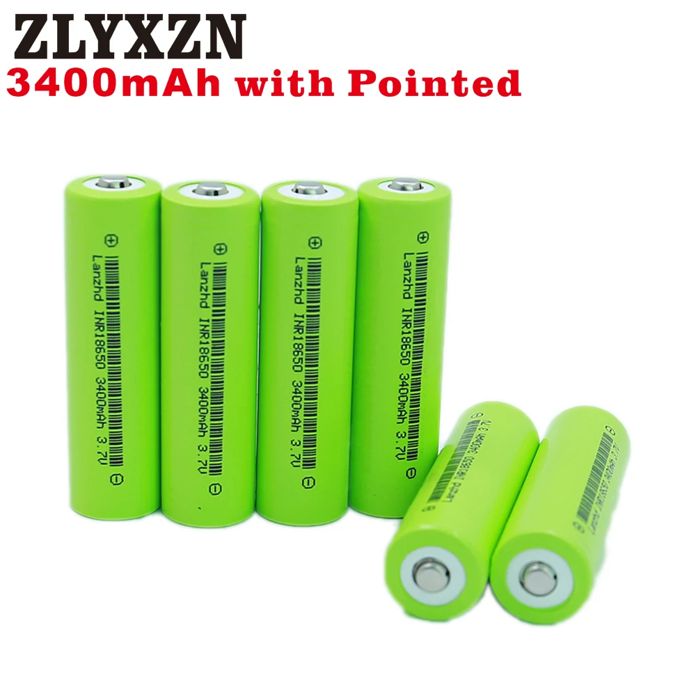 

5-40PCS NEW 18650 3.7v Pointed 18650 Battery Lithium li ion 3400mah 30A Rechargeable Battery INR18650 For flashlight batteries