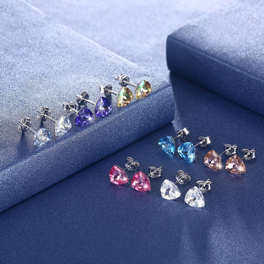 Серьги из стерлингового серебра Swarovski с треугольным кристаллом MALANDA, новые модные серьги-гвоздики для женщин, свадебные серьги, ювелирные изделия