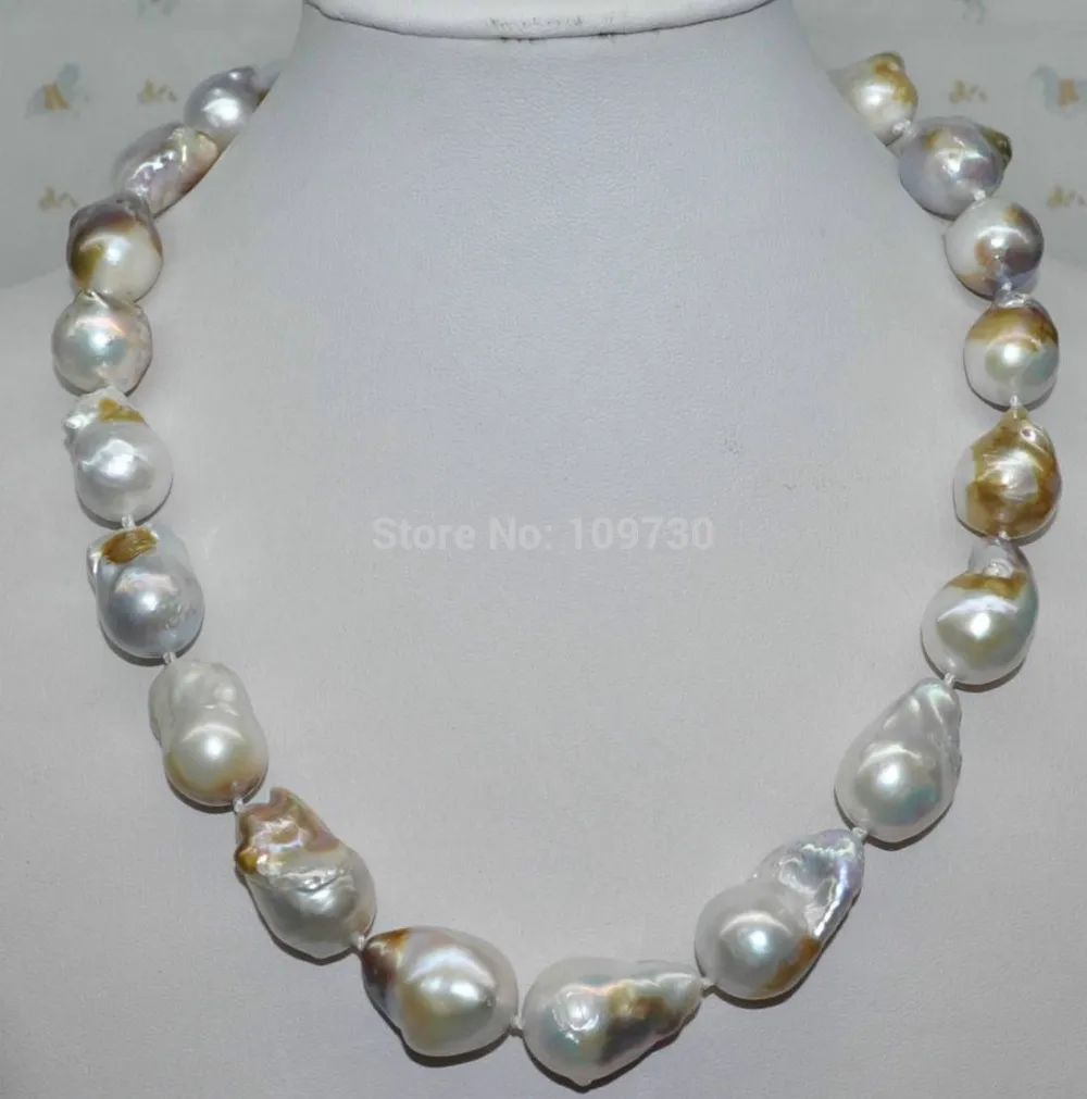 

Jewelr 003742 Natural Copper Gray 17*22mm Baroque drip nucleated cultured Pearl Necklace