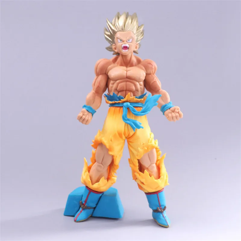 Dragon Ball Z Goku золотой блондин Супер SaiYan вспышка шоколадная кисть крови ПВХ фигура DBZ Коллекция Модель 20 см - Цвет: Opp Bag