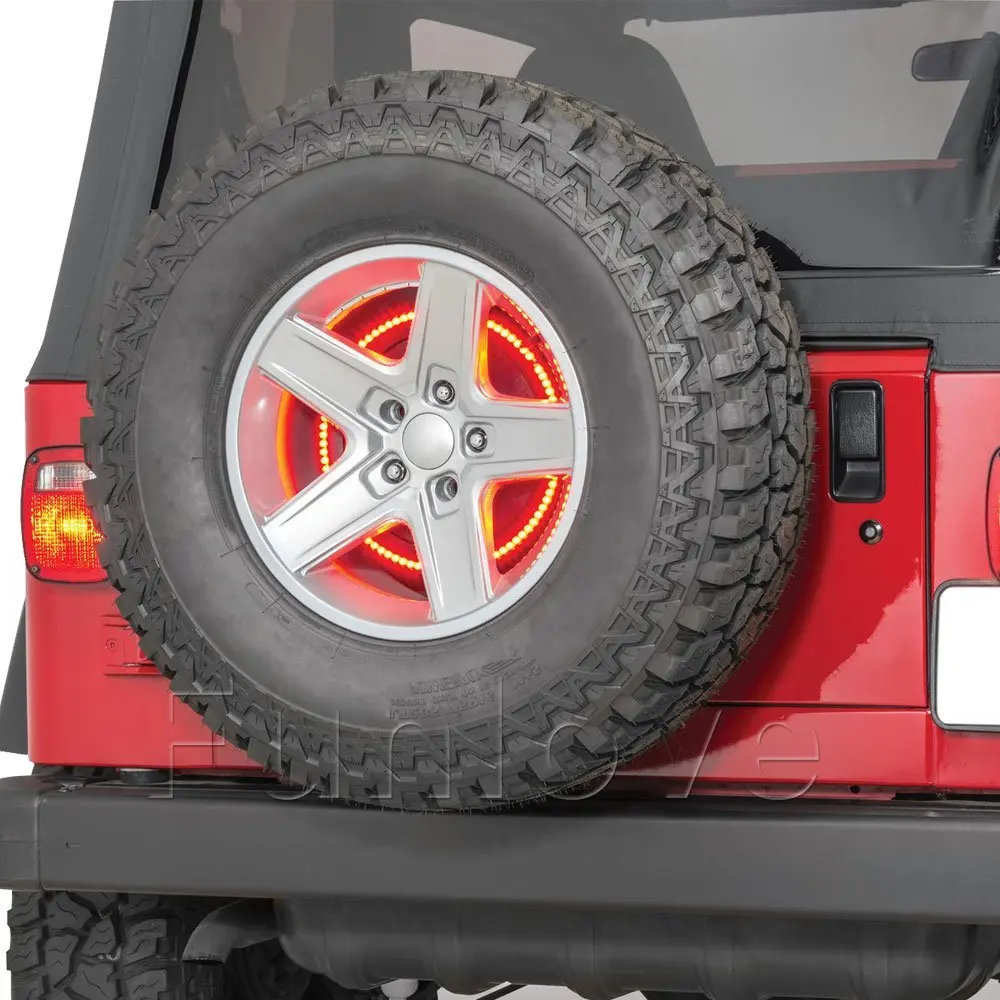WHDZ Spare Tire Wheel LED Brake Light 3rd Spare Tire Brake Light LED Ring for 97-17 Jeep Wrangler JK TJ LJ YJ CJ  (7)