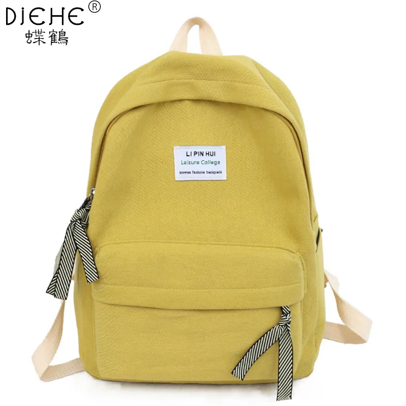 Women Canvas Backpacks Solid Color School Bags Backpack for Teenagers
