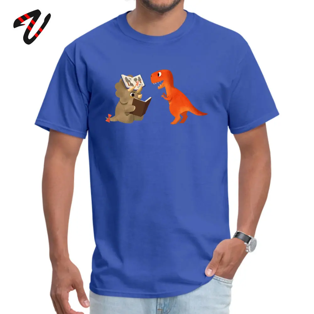 BOOK DINOSAURS T Shirt for Men Casual Summer Tops Shirt Short Sleeve Coupons Simple Style Tee Shirts Round Neck 100% Cotton BOOK DINOSAURS 04 -17446 blue