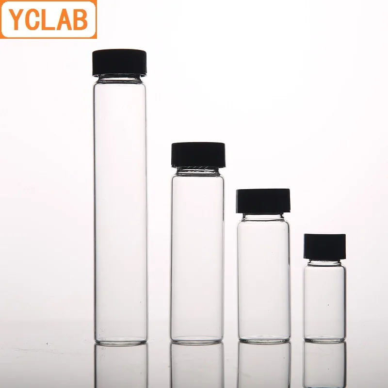 YCLAB 100 шт 15 мл стеклянная бутылка для образцов флакон для сыворотки прозрачный винт с пластиковой крышкой и PE Pad лабораторное химическое оборудование