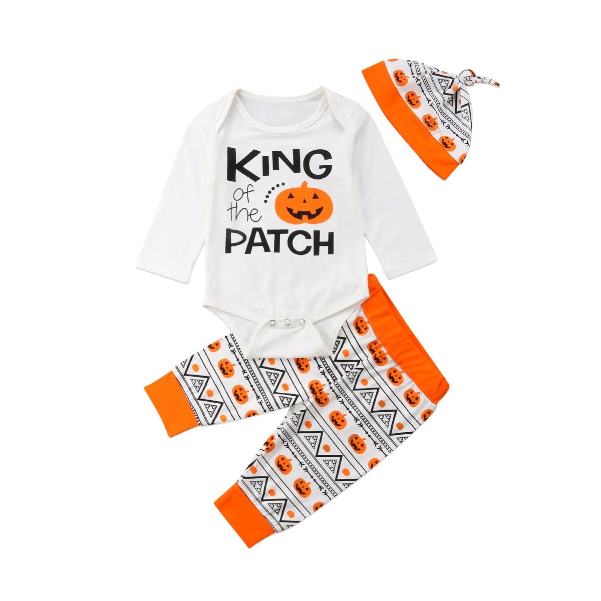 3PCS Pumpkin Halloween Newborn Baby Boy Girl Set Cotton Long Sleeve