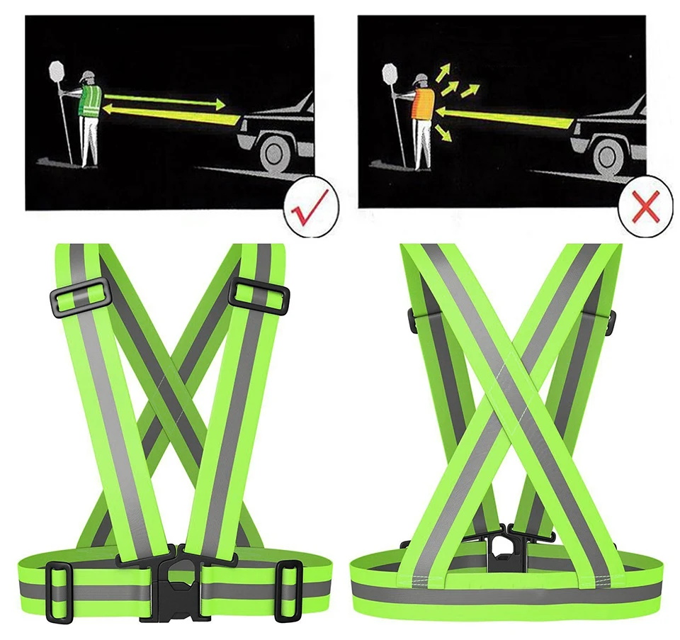 Светоотражающие ремень жилет ремень высокая видимость безопасности мужские Для женщин эластичные полоски жилет ремень для езды на