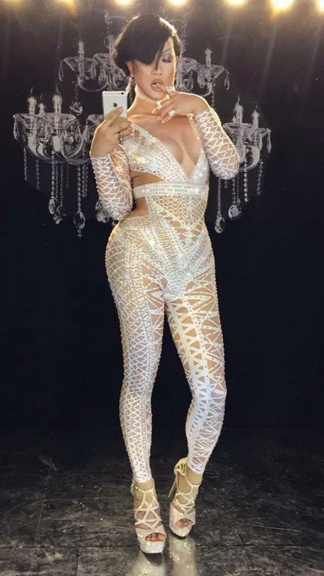 

New full diamond glittering sexy tight-fitting jumpsuit female singer dance team ds hosting costume party celebration birthday